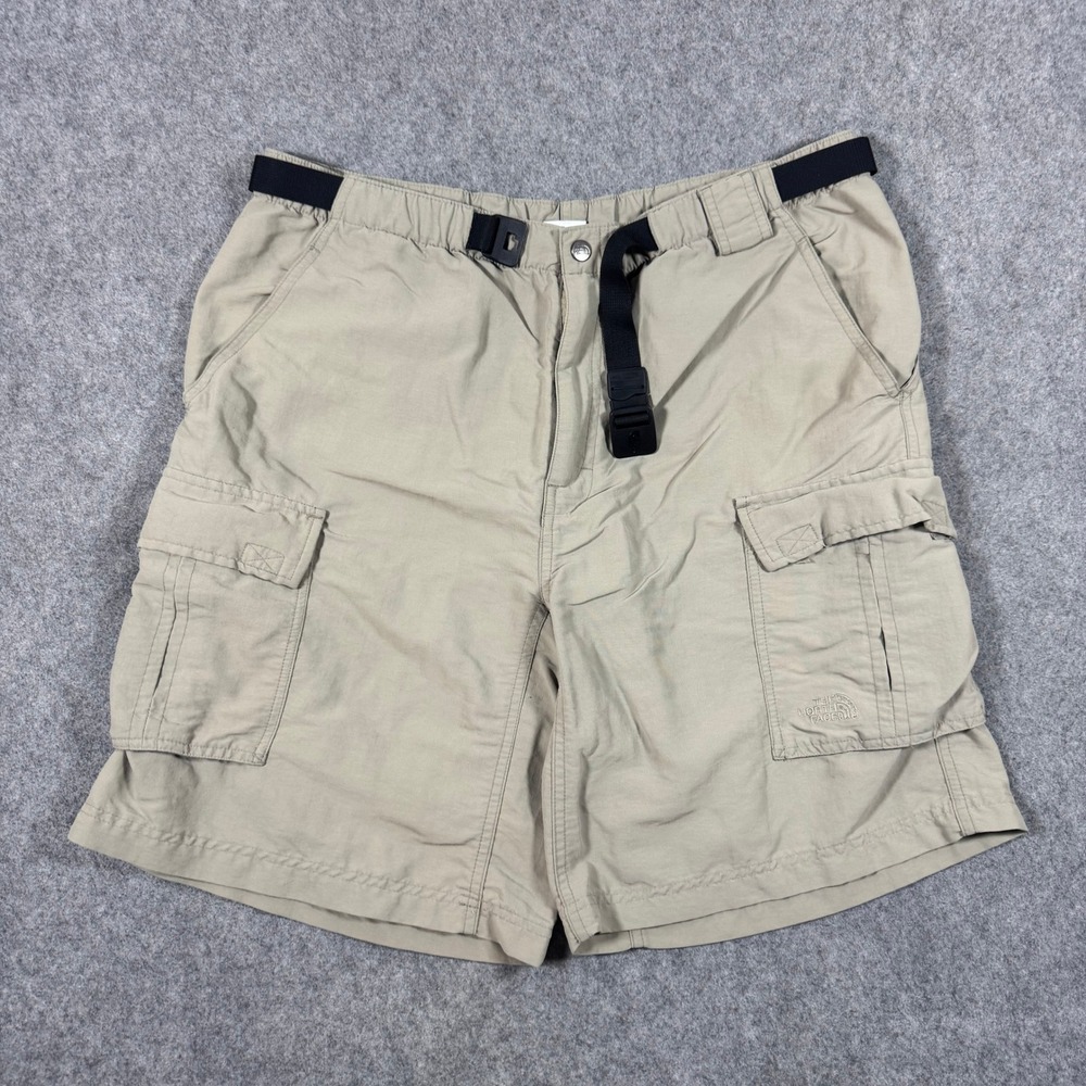 The North Face Cargo Shorts Mens L Khaki Tan Hiking Utility Nylon Belted Outdoor